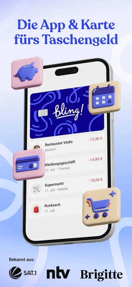 Screenshot der Bling Taschengeld-App