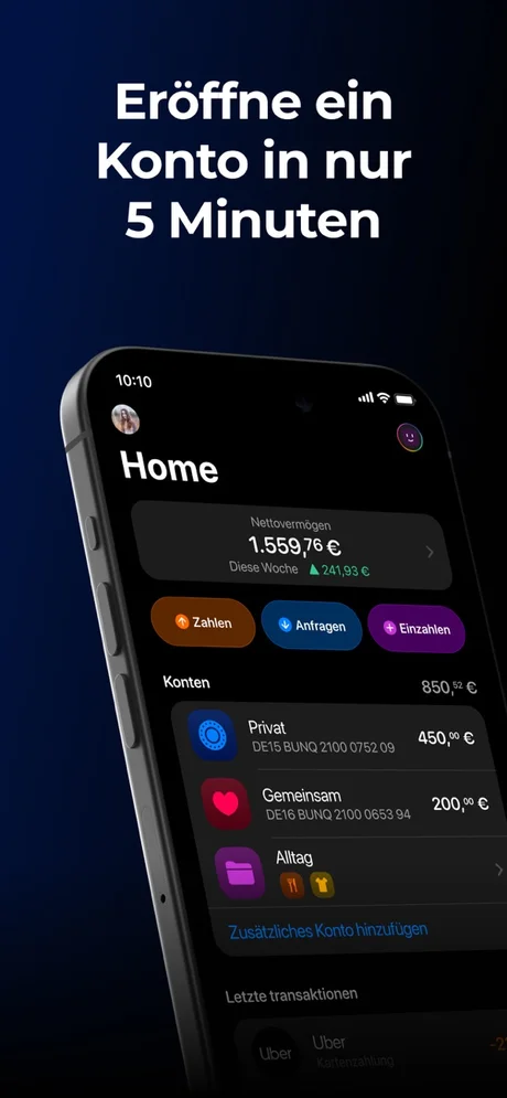 Screenshot der bunq-App