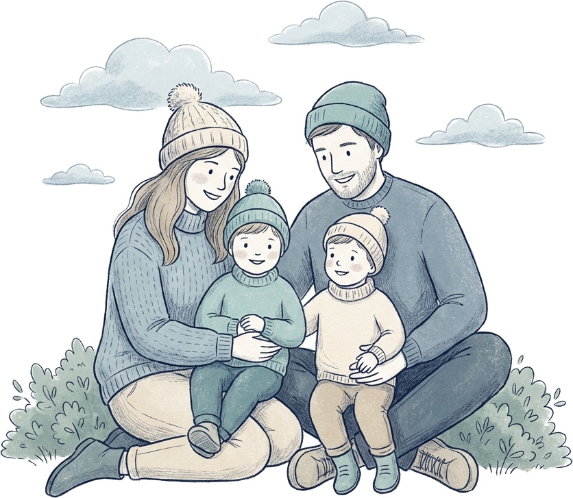 Illustration einer glücklichen Familie mit Kindern