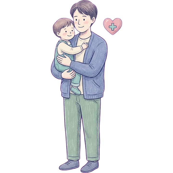 Illustration von Gesundheit und Fürsorge für ein Kind